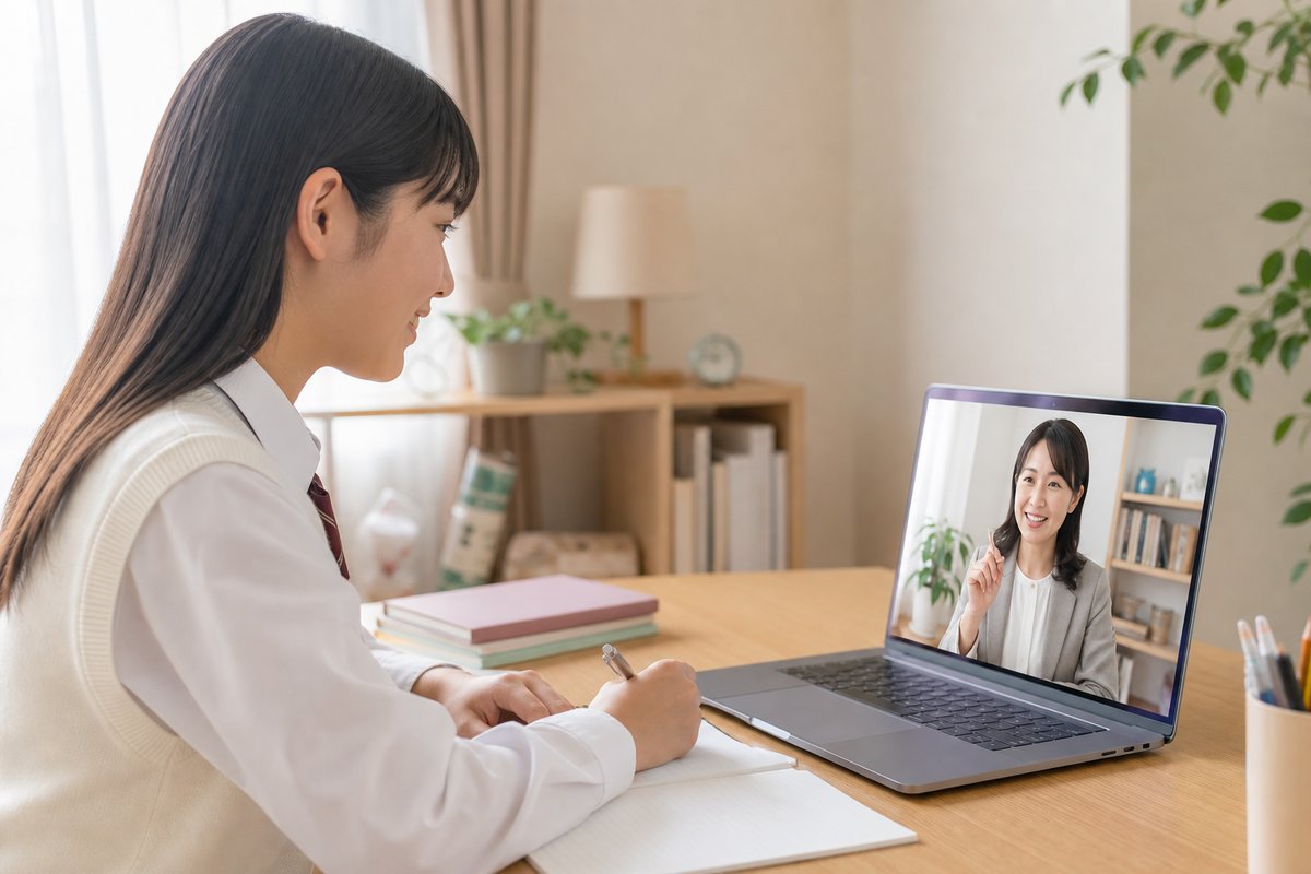 日本人講師と高校生のオンライン英語レッスン